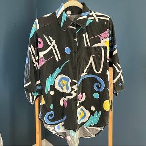 Vintage 90s Button Down Abstract Print Shirt